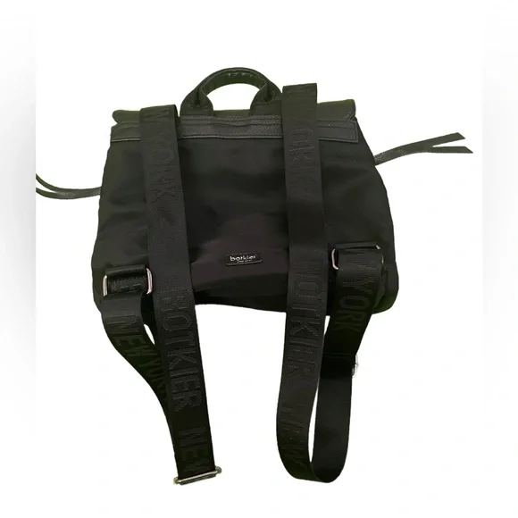 EUC Botkier Blk Faux Leather and Canvas Backpack great commuter bag Nylon straps - Picture 3 of 6